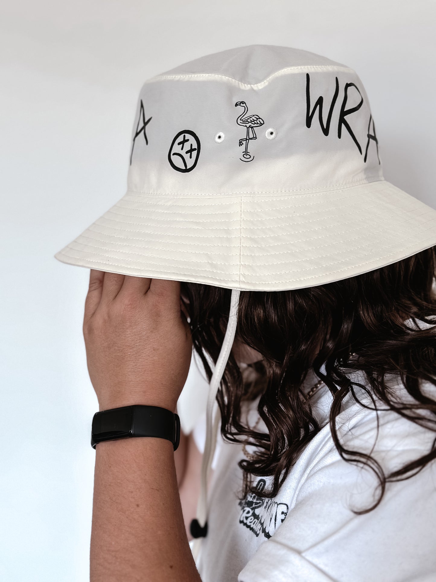 Sticker Wide Brim Bucket Hat